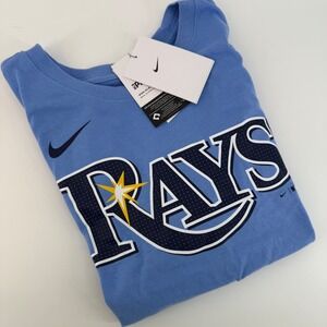 Nike Tampa Bay Rays Lowe Baseball Logo Shirt Mens Medium Blue Short Sleeve